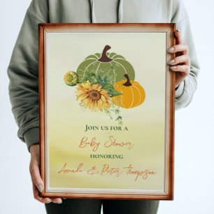 Invitation Récolte de mignonnes Citrouilles Baby shower jaune