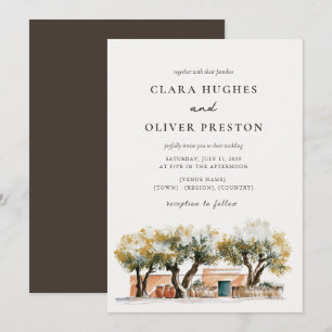 Invitation Récolte d'or Oliviers d'Afrique du Nord Mariage