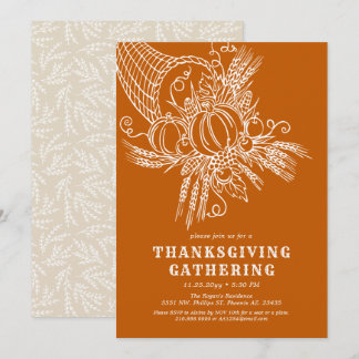 Invitation Récolte généreuse | Orange du Thanksgiving Party