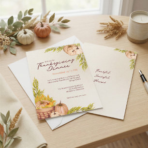 Invitation Reconnaissant Grateux Bénie Citrouille Action de g
