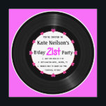 Invitation Record de vinyle rétro| Moderne Chic 21e anniversa<br><div class="desc">Une façon rétro mais moderne de célébrer le 21ème B'Day ! Tous les textes par défaut peuvent être entièrement customisés avec vos propres mots, et vous pouvez également modifier les polices, les tailles et les couleurs du texte. Pour modifier le texte uniquement, utilisez l'option Personnaliser le texte. Pour des modifications...</div>