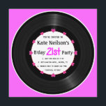Invitation Record de vinyle rétro| Moderne Chic 21e anniversa<br><div class="desc">Une façon rétro mais moderne de célébrer le 21ème B'Day ! Tous les textes par défaut peuvent être entièrement customisés avec vos propres mots, et vous pouvez également modifier les polices, les tailles et les couleurs du texte. Pour modifier le texte uniquement, utilisez l'option Personnaliser le texte. Pour des modifications...</div>