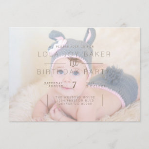 Invitation Recouvrement blanc opaque 1er anniversaire Invit