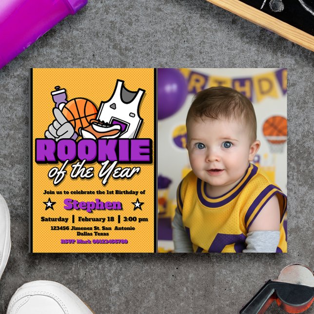 Invitation Recrue de l'année avec paysage photo (Rookie of the Year with Photo Landscape Invitation)
