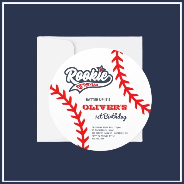 Invitation Recrue de l'année Baseball 1er Anniversaire (Créateur téléchargé)