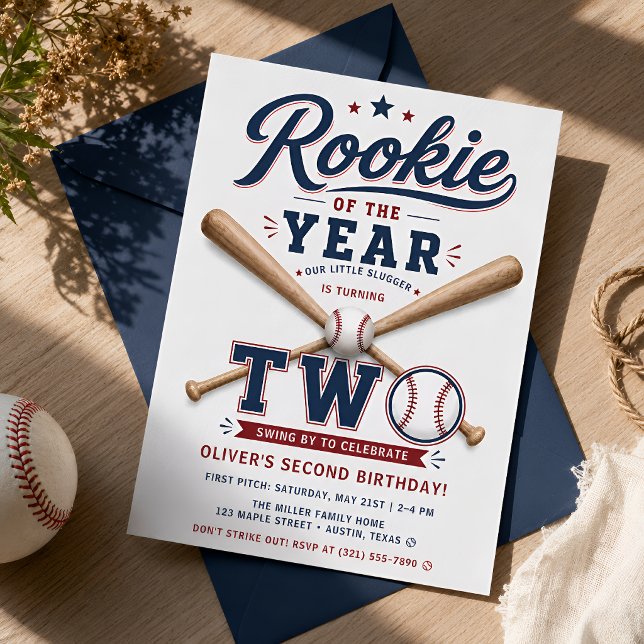 Invitation Recrue de l'année Baseball 2e anniversaire (Créateur téléchargé)