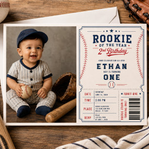 Invitation Recrue de l'année Baseball photo 2e anniversaire