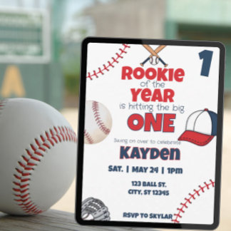Invitation Recrue de l'année fête d'anniversaire de baseball 