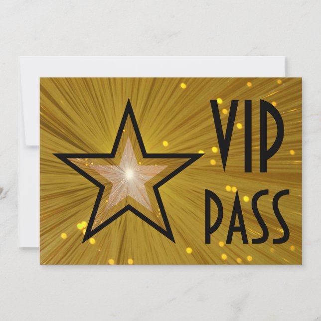 Invitation Recto noir horizontal Gold Star 'VIP PASS' (Devant)