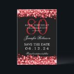 Invitation Red 80th Birthday Enregistrer la date<br><div class="desc">Elégant design "80th Birthday Party" avec Red String Lights et nom personnalisé et détails texte. Facile à utiliser et facile à personnaliser. Commandez aujourd'hui !</div>