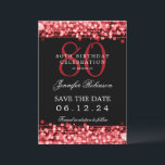 Invitation Red 80th Birthday Enregistrer la date avec les dét<br><div class="desc">Elégant design "80th Birthday Party" avec Red String Lights et nom personnalisé et détails texte. Facile à utiliser et facile à personnaliser. Commandez aujourd'hui !</div>