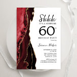 Invitation Red Agate White Gold Surprise 60e anniversaire<br><div class="desc">Gate rouge,  blanc et or surprise 60e anniversaire invitation fête. Design élégant et moderne avec aquarelle agate marbre arrière - plan,  fausse parties scintillant or et typographie script de police. Carte invitation branchée parfaite pour une célébration anniversaire féminine élégante. Invitations Zazzle imprimées ou téléchargement instantané modèle imprimable numérique.</div>