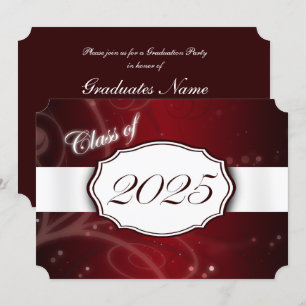 Invitation Red and White 2025 Graduation Party