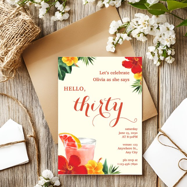 Invitation Red and Yellow Cocktail Birthday Party (Créateur téléchargé)