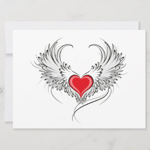 Invitation Red Angel Coeur avec ailes