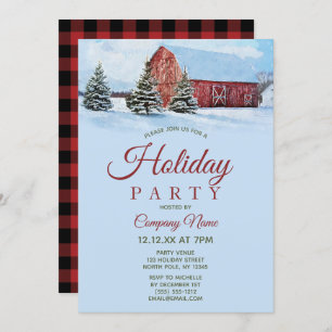 Invitation Red Barn Forest Corporate Fête de Noël