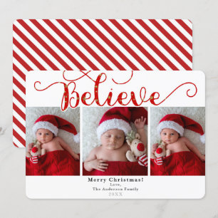 Invitation Red Believe Christmas Holiday 3 Photos Photo