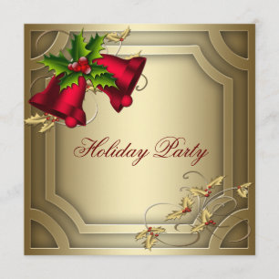 Invitation Red Bells Gold Corporate Christmas