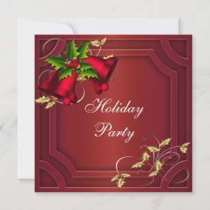 Invitation Red Bells Gold Corporate Holiday