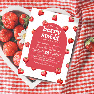 Invitation Red Berry Sweet Strawberry Girl Baby shower