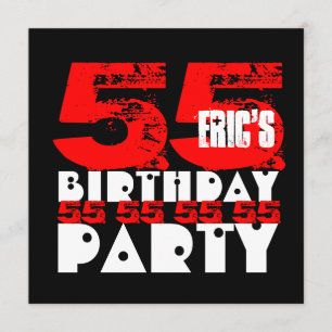 Invitation RED BLACK 55th Birthday Party 55 Years V18