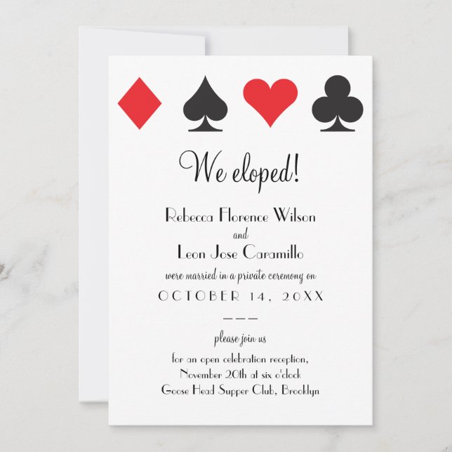 Invitation Red Black Classic Las Vegas Elopement (Devant)