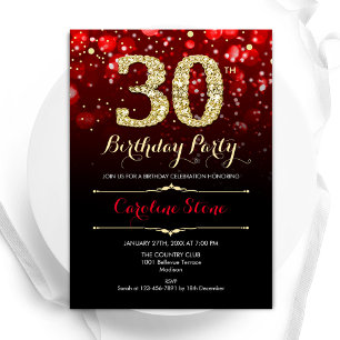 Invitation Red Black Gold 30e anniversaire
