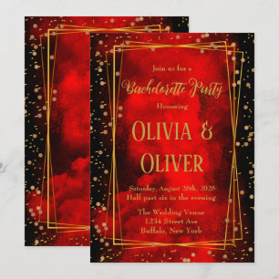 Invitation Red Black Gold Glitz de Bachelorette