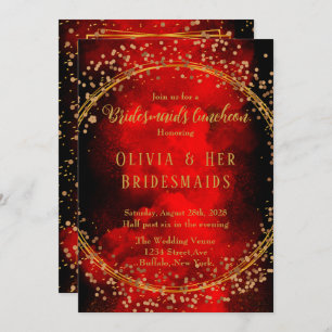 Invitation Red Black Gold Parties scintillant géométrique Bri