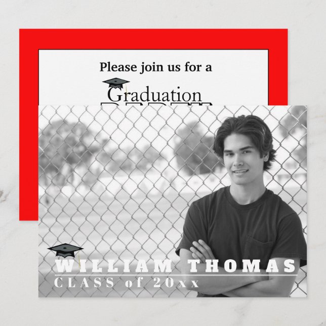Invitation Red & Black Grad, carte Matte 5" x 7" (Devant / Derrière)