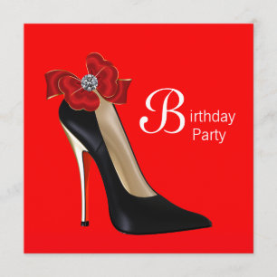 Invitation Red Black High Heel Shoe Anniversaire Fête Invitat