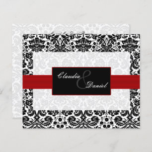 Invitation Red Black Mariage damassé