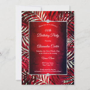 Invitation Red Black Silver Grey Palm Diamond Anniversaire