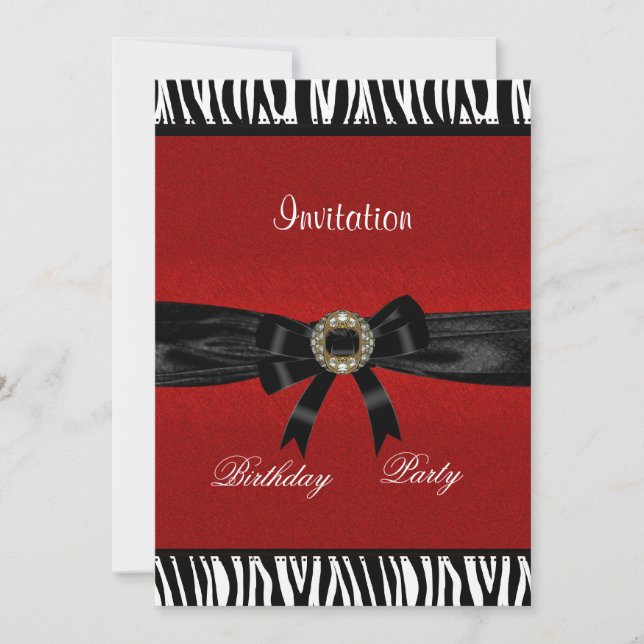 Invitation Red Black White Animal Bow (Devant)