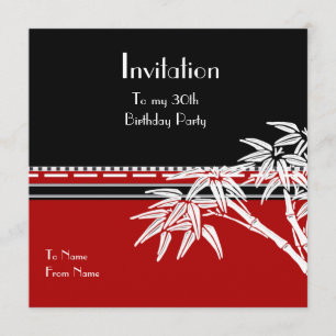 Invitation Red Black White Asiatique Bambou TEST