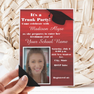 Invitation Red Black White College Trunk Party Dorm Douche