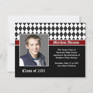 Invitation Red Black White Graduation