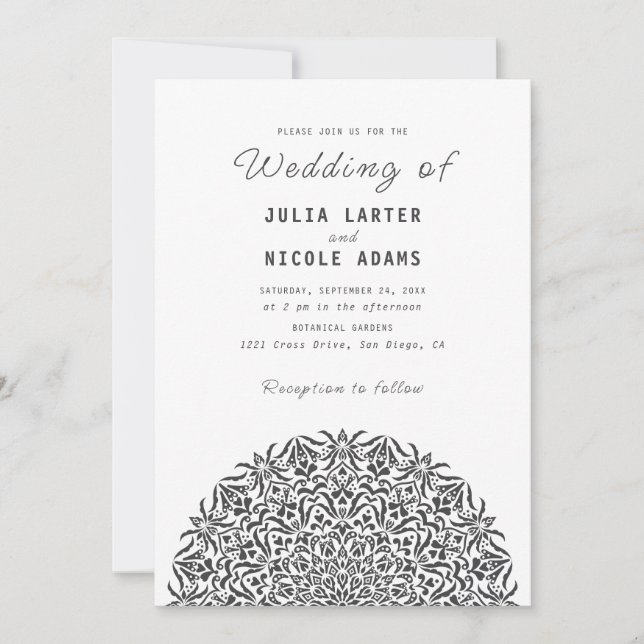 Invitation Red & Blue Coral Reef Marble Stone Mandala Wedding (Devant)