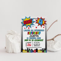 Red Blue Yellow Bam Superhero 4e anniversaire