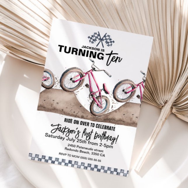 Invitation Red BMX birthday invitation, Any age, Dirt bike (Red BMX birthday invitation, dirt bike party, any age)