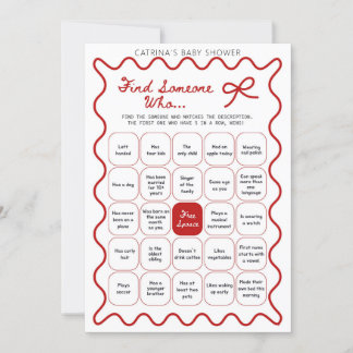 Invitation Red Bow Baby Shower - Editable Name, 5x7 Invitatio