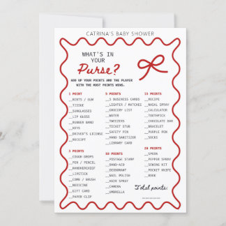 Invitation Red Bow Baby Shower - Editable Name, 5x7 Invitatio