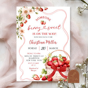 Invitation Red Bow Coquette Berry Sweet Baby shower