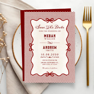Invitation Red bow wedding 