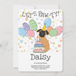 Invitation Red Brussels Griffon Chien fête d'anniversaire
