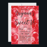 Invitation Red Bubble Hearts mignonne Fille 90's fête d'anniv<br><div class="desc">personnaliser pour tout événement</div>