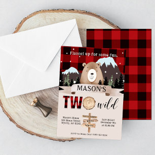 Invitation Red Buffalo a planté deux ours sauvages 2e anniver