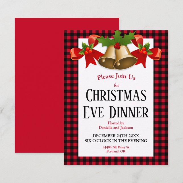 Invitation Red Buffalo Plaid (Devant / Derrière)