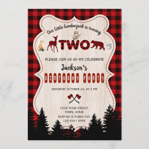 Invitation Red Buffalo Woodland Animaux Garçon Anniversaire