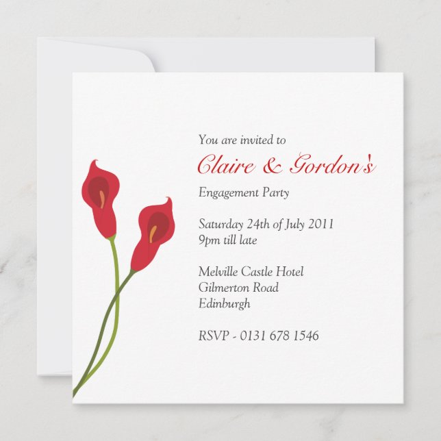 Invitation Red Calla Lilies - Blanc (Devant)